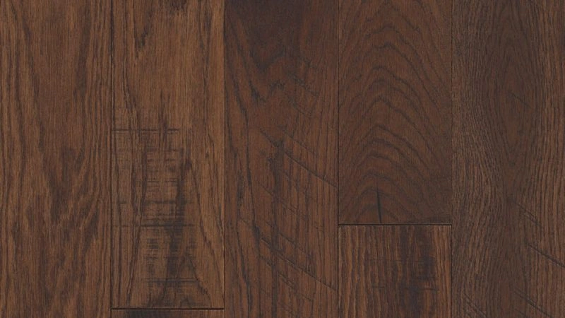 Close-up of dark brown textured wood floor planks
