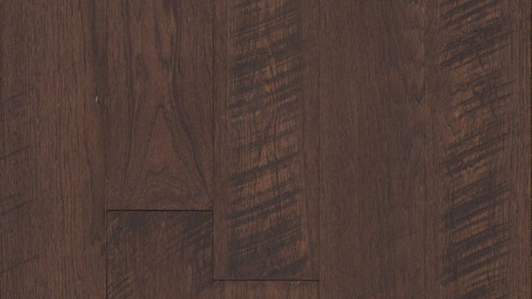 Close-up of dark espresso hand-scraped wood planks