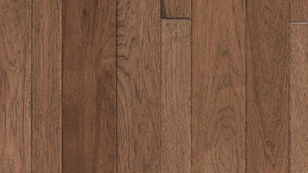 Close-up of medium brown oak hardwood flooring.