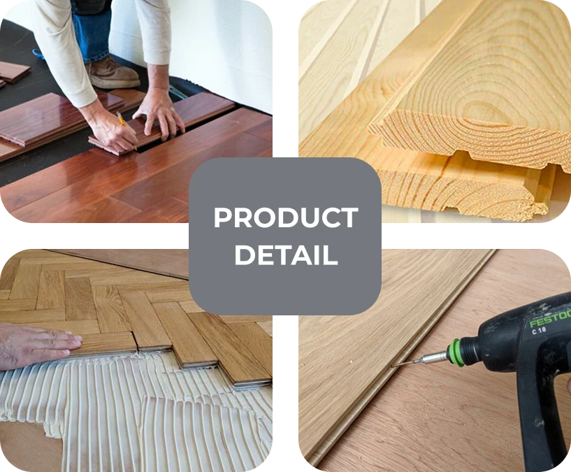 Solid wood flooring with natural grain and interlocking planks